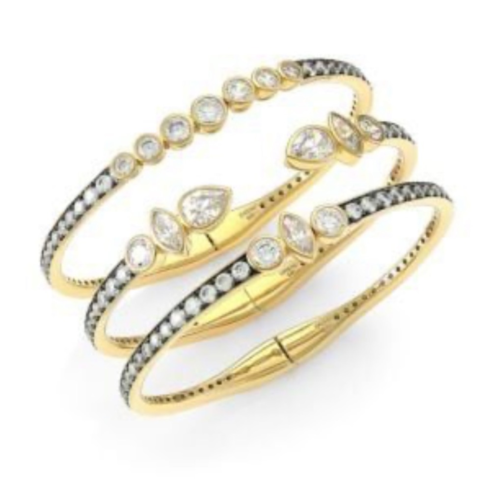 Adriana Orsini Two-tone & Mixed Cubic Zirconia 3 Tier Hinged Bracelet.